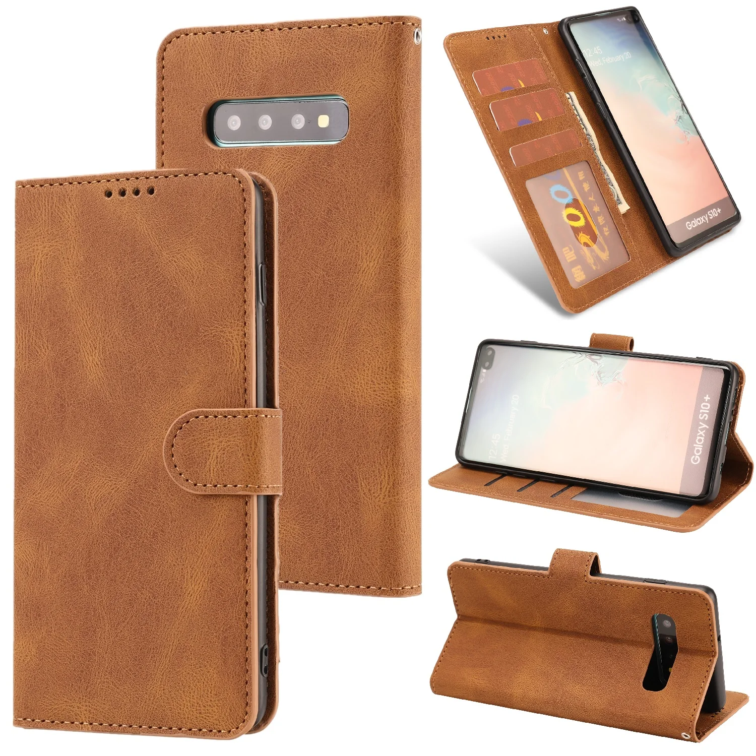 

Leather Wallet Phone Case For Samsung galaxy S10 s10plus S10E S9 s9plus s8 S8plus s7 s7edge Flip Card Slot Phone Case Cover