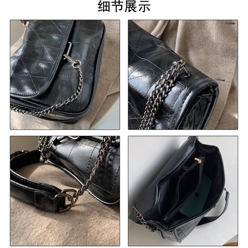 Large-capacity Tote Bag Women's Messenger Bag 2022 New Fashion High-end Foreign Style Diamond Chain Bag Retro Shoulder Bag