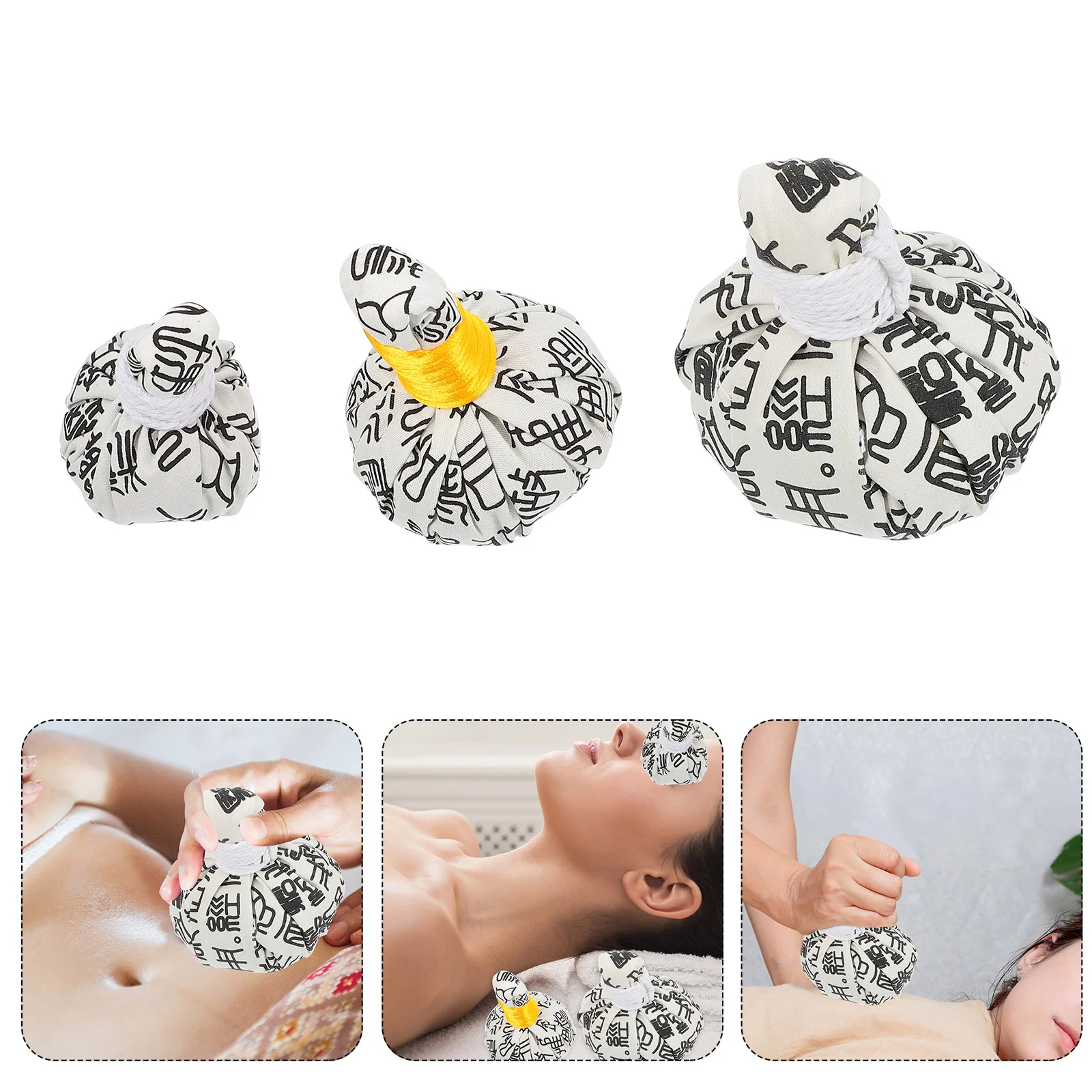 

3 Pcs Warm Roasted Wormwood Bun Pure Chinese Herbal Bag Pearlescent Health Package Pouch Thai Massage Ball