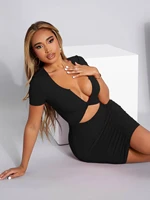 cut out twist front plunging neck dress