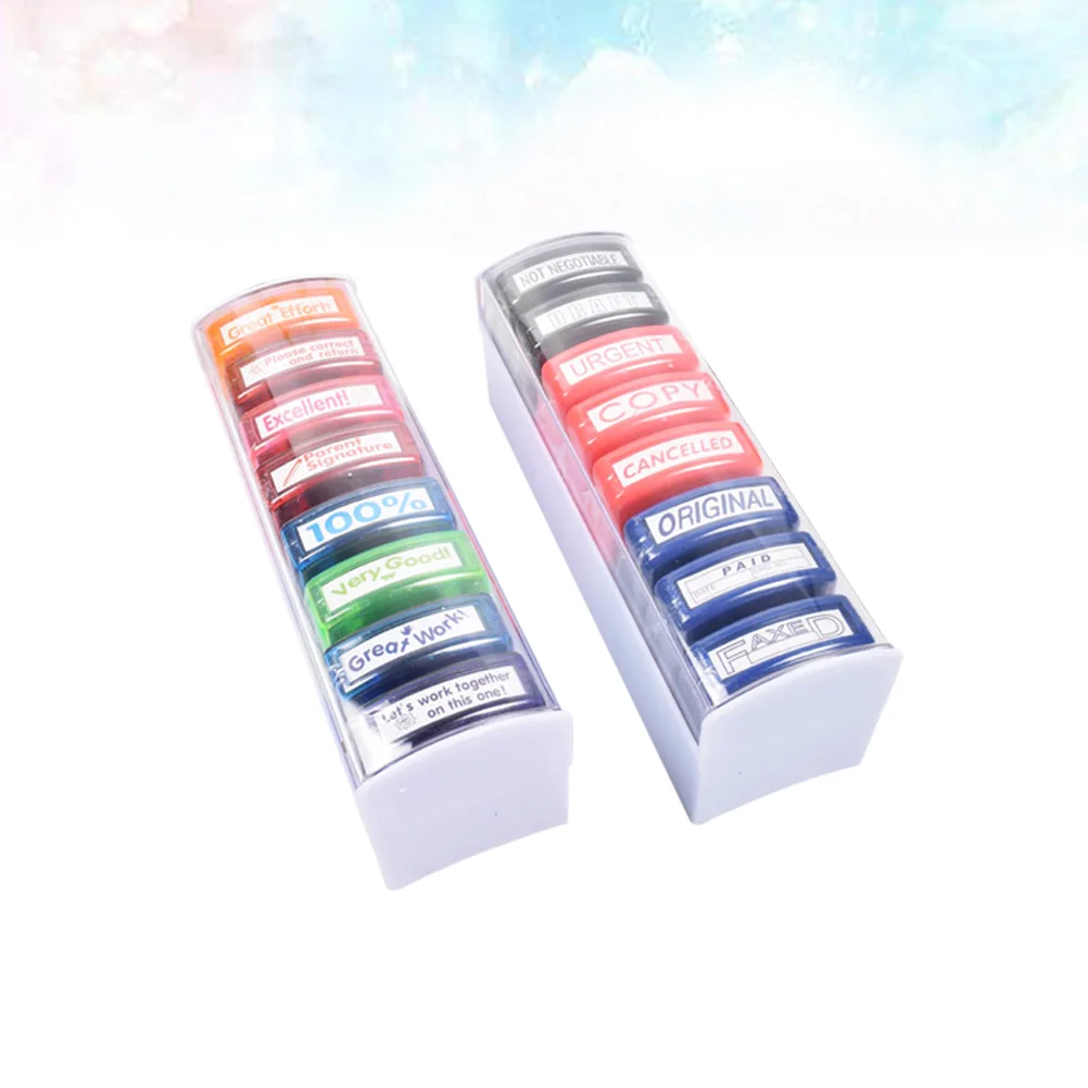 

16pcs Remark Stamper Set Funny Creative Plastic Encouraged Environmental Stamper for School Teacher Kid (Group A, Group B)