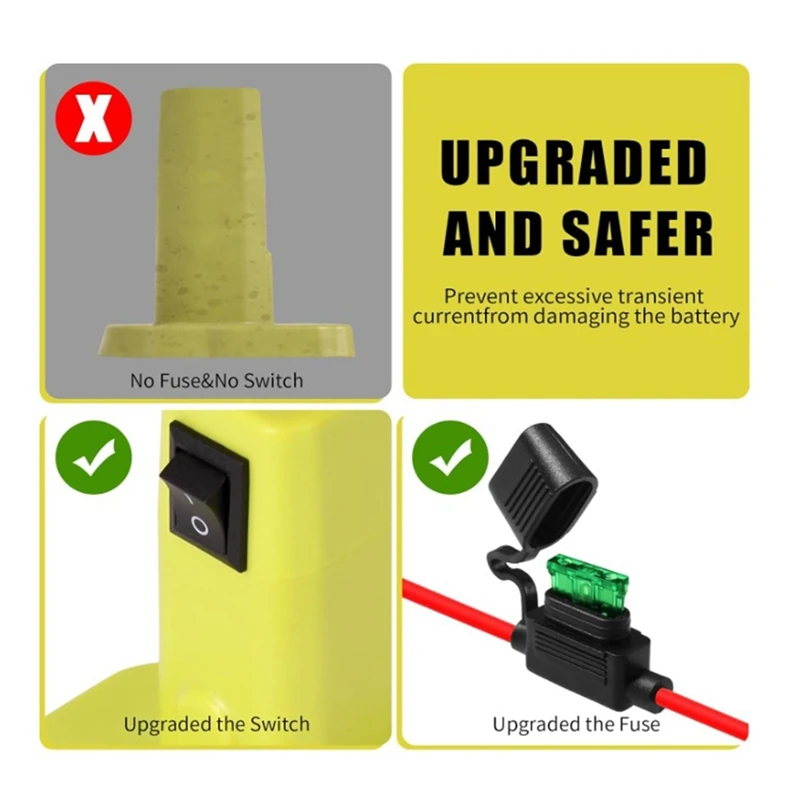 Адаптер Power Wheels для батареи Ryobi 18 В с предохранителем адаптер сделай сам Nimh/Nicd/Li-Ion