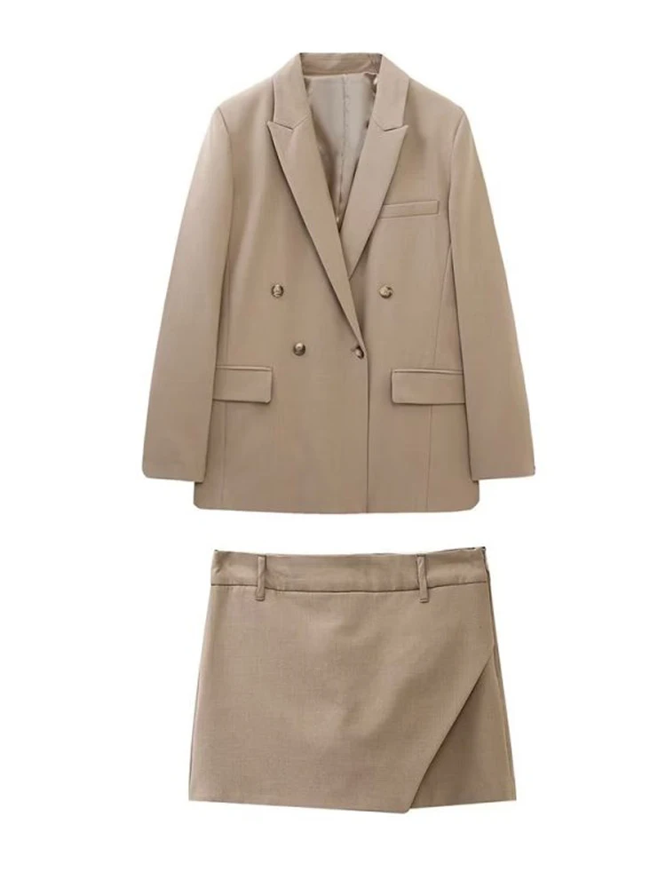 

Женский костюм-двойка с шортами Kumsvag, повседневный свободный однотонный костюм из блейзера и юбки, элегантная офисная одежда, осень 2022