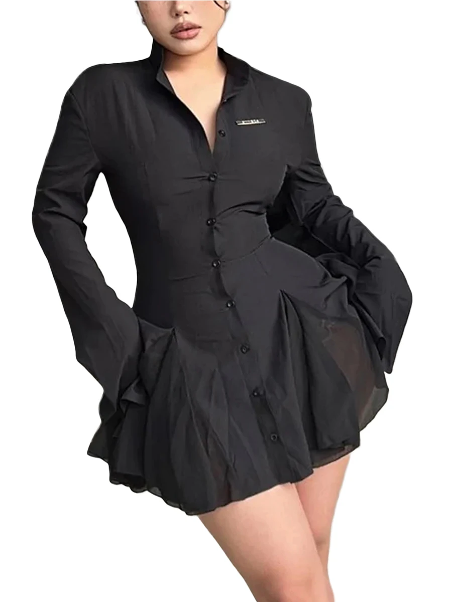 

Women Long Sleeve Dress Crewneck Cutout Silm Fit Dress Cocktail Party Club MIni Dress High Waist Wrap Short Dress