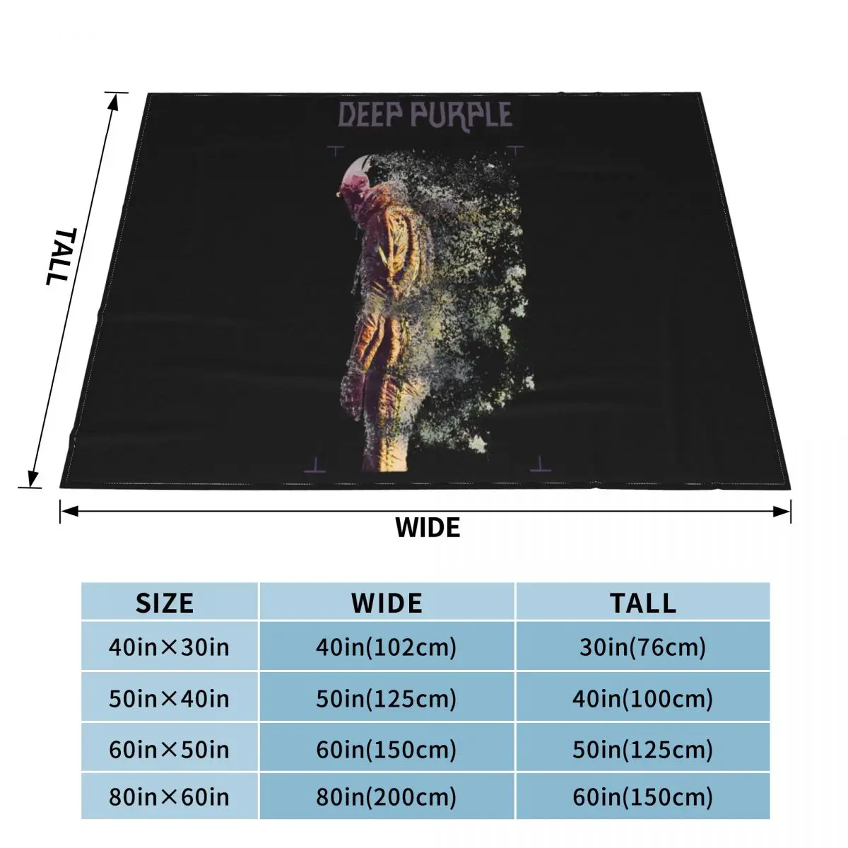 Темно-фиолетовое одеяло Whoosh White Hard Rock Ian Gillan Roger Glover Steve Morse винтажное