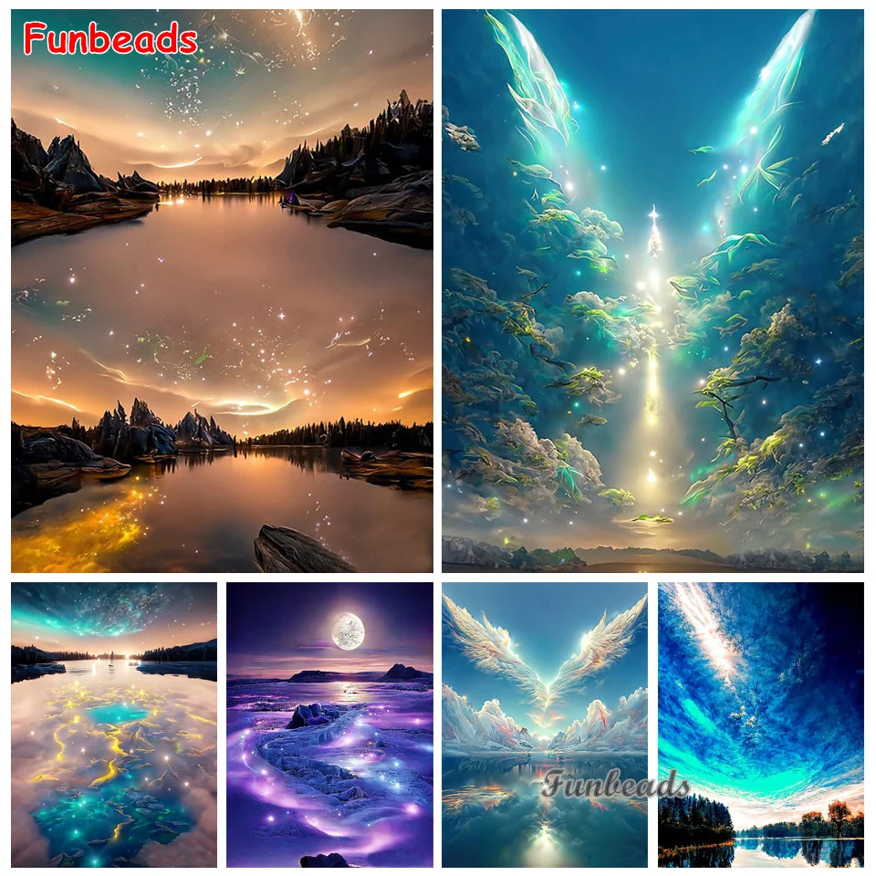 

5D алмазная живопись, пейзаж, небо, алмазная вышивка, пейзаж «сделай сам», полная мозаика, наборы для вышивки крестиком, домашний декор, подар...