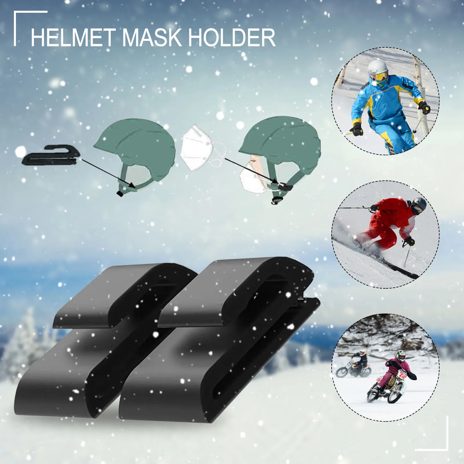 

2PCS Mask Holder Ski Helmet Clip Easy Mounting On Helmet Strap Ski Helmet Mask Holder Outdoor Snowboard Ski Helmet Mask Clip