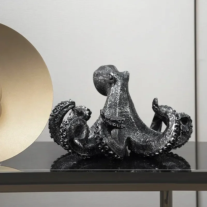 Полимерная искусственная скульптура животного ручной работы золотой осьминог