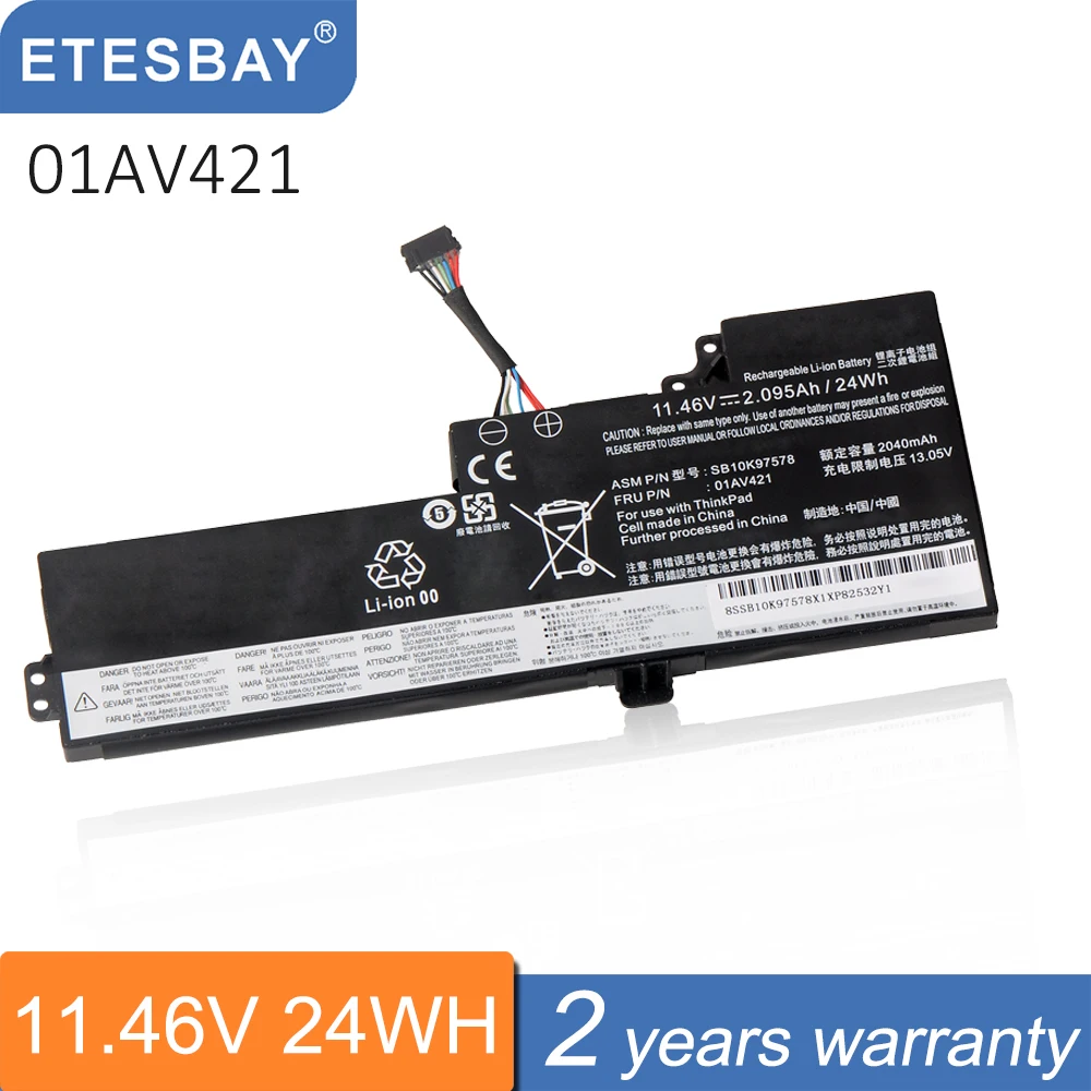 Аккумулятор ETESBAY для ноутбука Lenovo ThinkPad T470 T480 A475 A485 TP25 01AV489 01AV419 01AV420 01AV421 SB10K97576 SB10K97577 SB10K