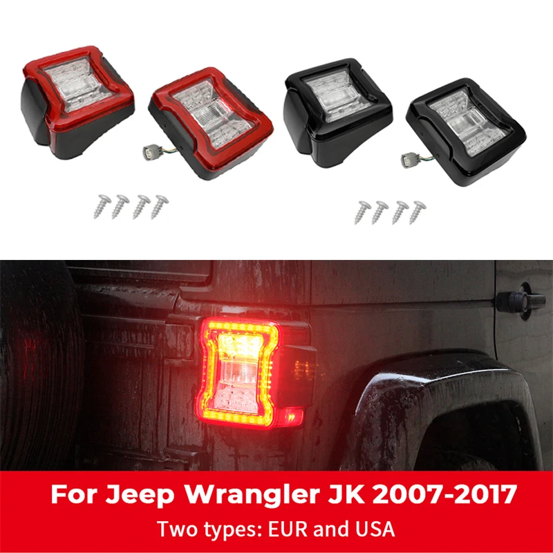 For Jeep Wrangler JK 2007 2008 2009 2010-2017 EUR/USA Car Tail LED Daytime Running Lights Brake Light Reverse Lamp Turn Signal