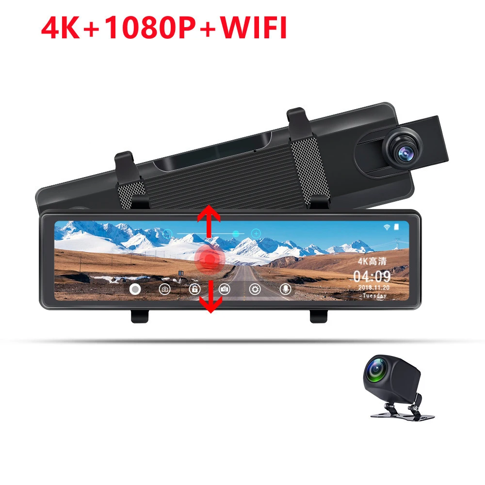 

4K HD Автомобильный видеорегистратор WiFi видеорегистратор Автомобильный видеорегистратор задний вид авто 24-часовой монитор парковки Ночное ...