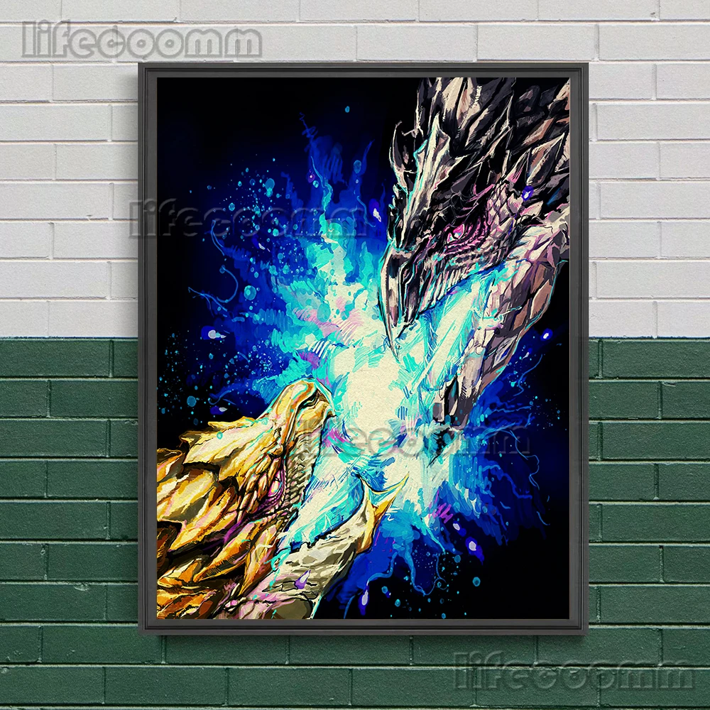 Винтажная настенная Картина на холсте Dragon Monster Hunter огнеупорный гигантский дракон