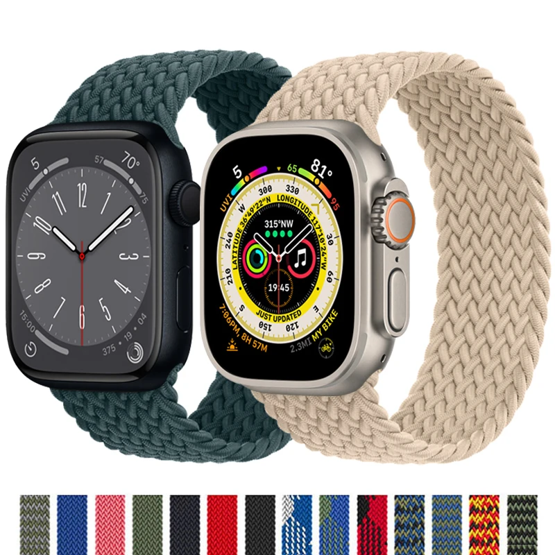 

Ремешок нейлоновый для Apple Watch Ultra/8, эластичный браслет для iWatch 44 мм 40 мм 49 мм 45 мм 41 мм, Apple Watch Series 3 4 5 6 SE 7