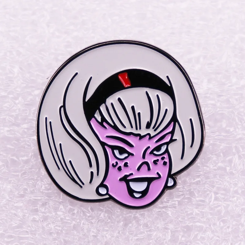 

Proud Little Girl with Short White Hair Television Brooches Badge for Bag Lapel Pin Buckle Jewelry Gift For Friends