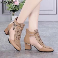 2022 summer womens boots fashion rhinestone hollow high heeled women sandals 2022 outdoor casual all match formal women shoes