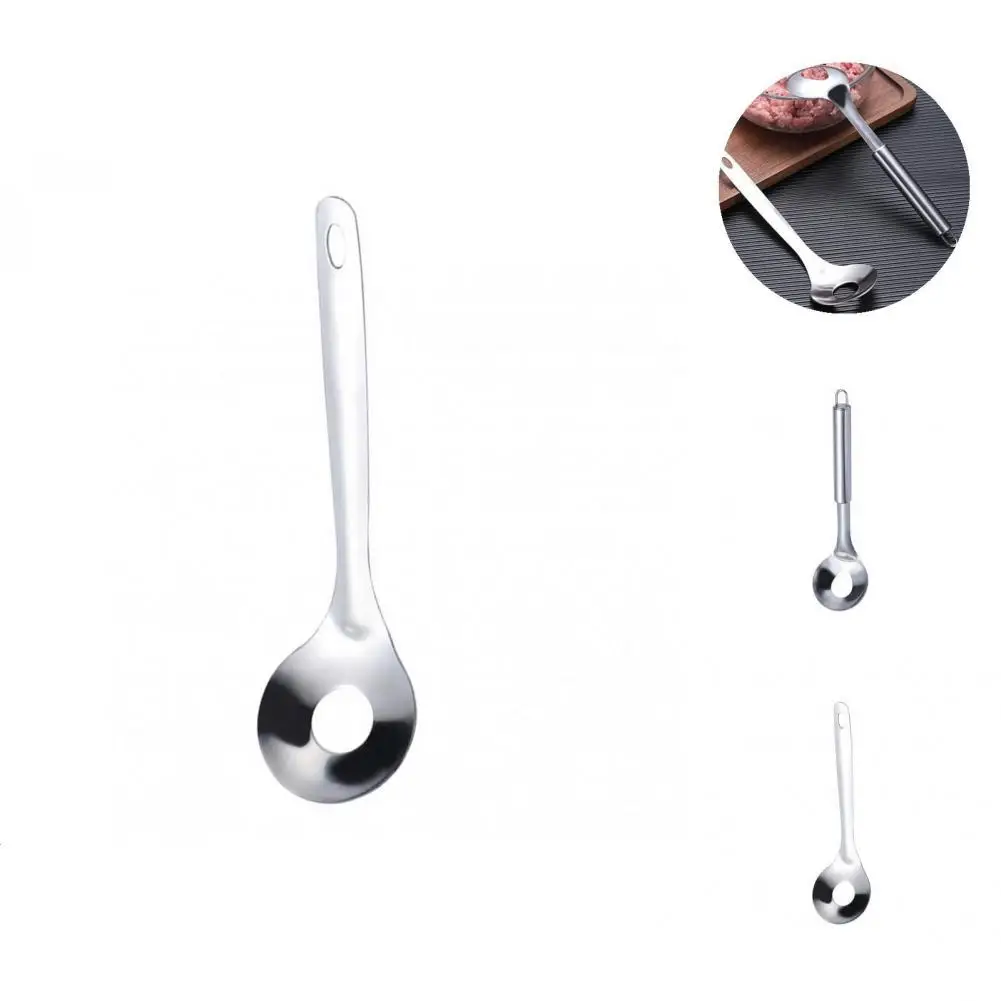 

Novel Meatball Scoop Anti-stick Stainless Steel Meatball Spoon Hanging Hollow Convenient Meatball Scoop