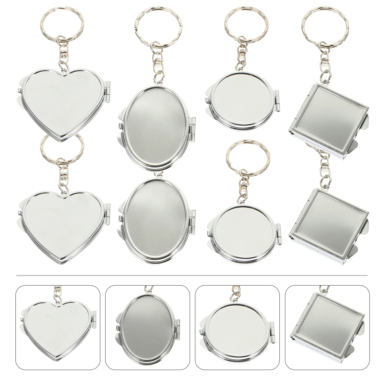 

Mirror Pendant Keychain Key Keyring Mini Metal Folding Holder Rings Charms Goodie Car Handbag Backpack Fillers Keyrings Portable