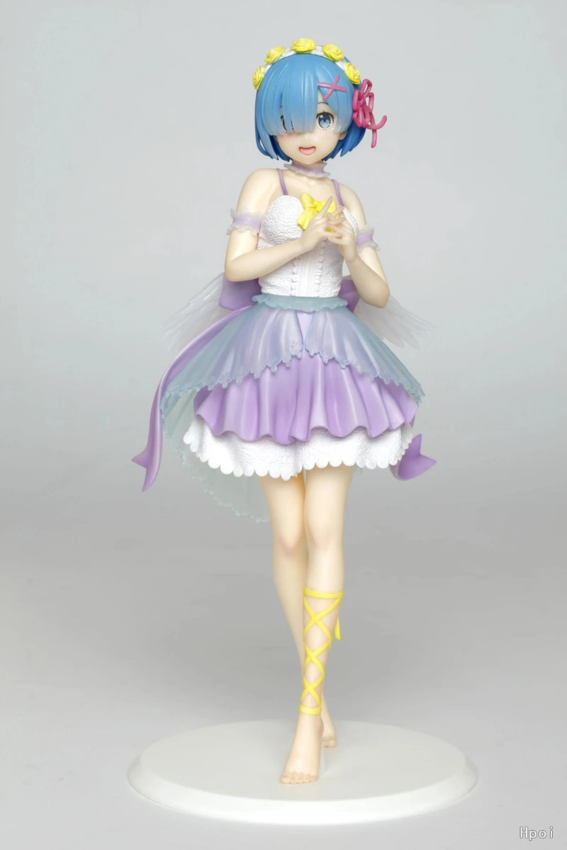 

100% оригинал: TAITO Re:Zero REM, фиолетовое платье, версия 20 см, искусственная кожа, модель игрушек, фигурка, коллекционная кукла, подарок