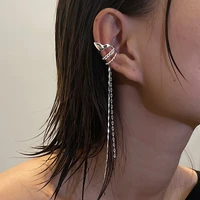 korean elegant elf butterfly clip earrings for women girls fashion long tassel no piercing ear cuff jewelry gifts