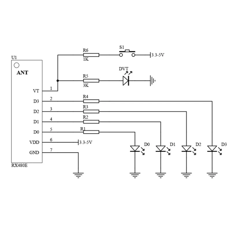 

Wireless RX480E-4WQB 433Mhz RF Module Transmitter And Receiver 3 Sets 4 Channel Output Link Kit For Remote Control