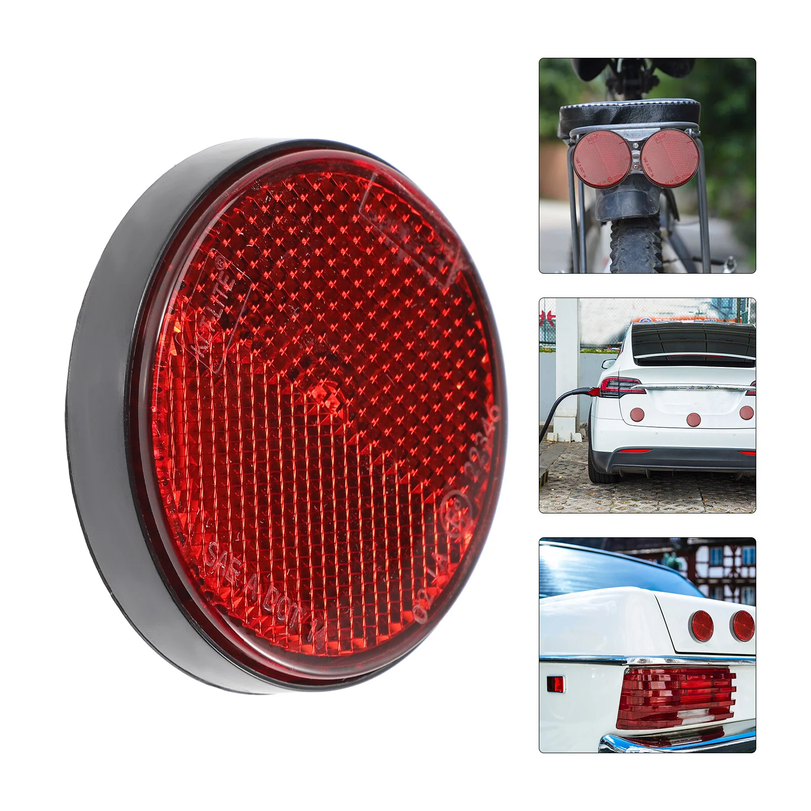 

8 Pcs Round Reflector Car Emblems Reflective Driveway Markers Reflectors Red Triangles Trucks Post Plastic