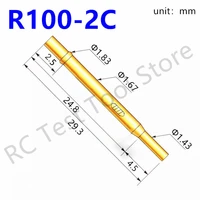 100 pcs r100 2c gold test probe tapered brass tube spring test probe length 29 3m needle diameter 1 67mm test glod tool
