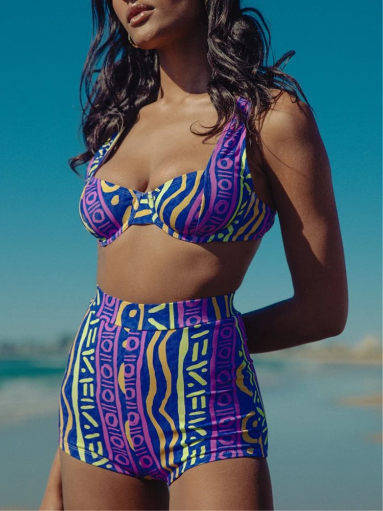 Купальник с высокой талией женские бикини 2022 женский купальник сексуальное боди