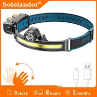 induction headlamp xpgcob led head lamp with built in battery flashlight usb rechargeable headlight 6 modes flash head torch