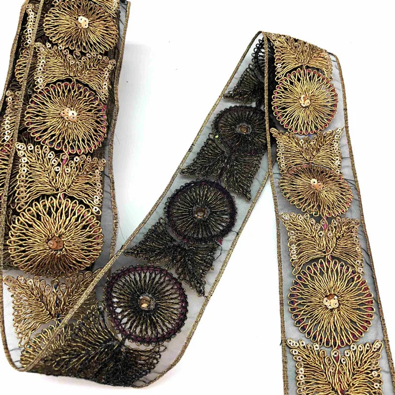 

1 ярд, золотая нить, вышитые кружевные ленты, мешок, украшение одежды, «сделай сам», тесьма для шитья