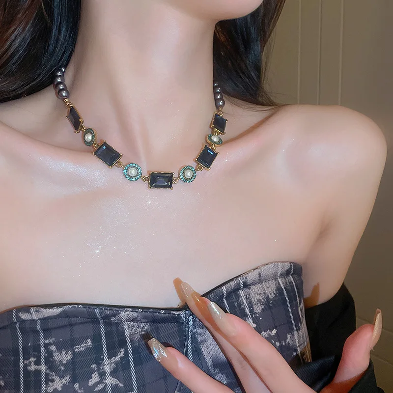 NISHIZAWA бриллиантовый жемчуг геометрическое ожерелье серьги комплект ретро