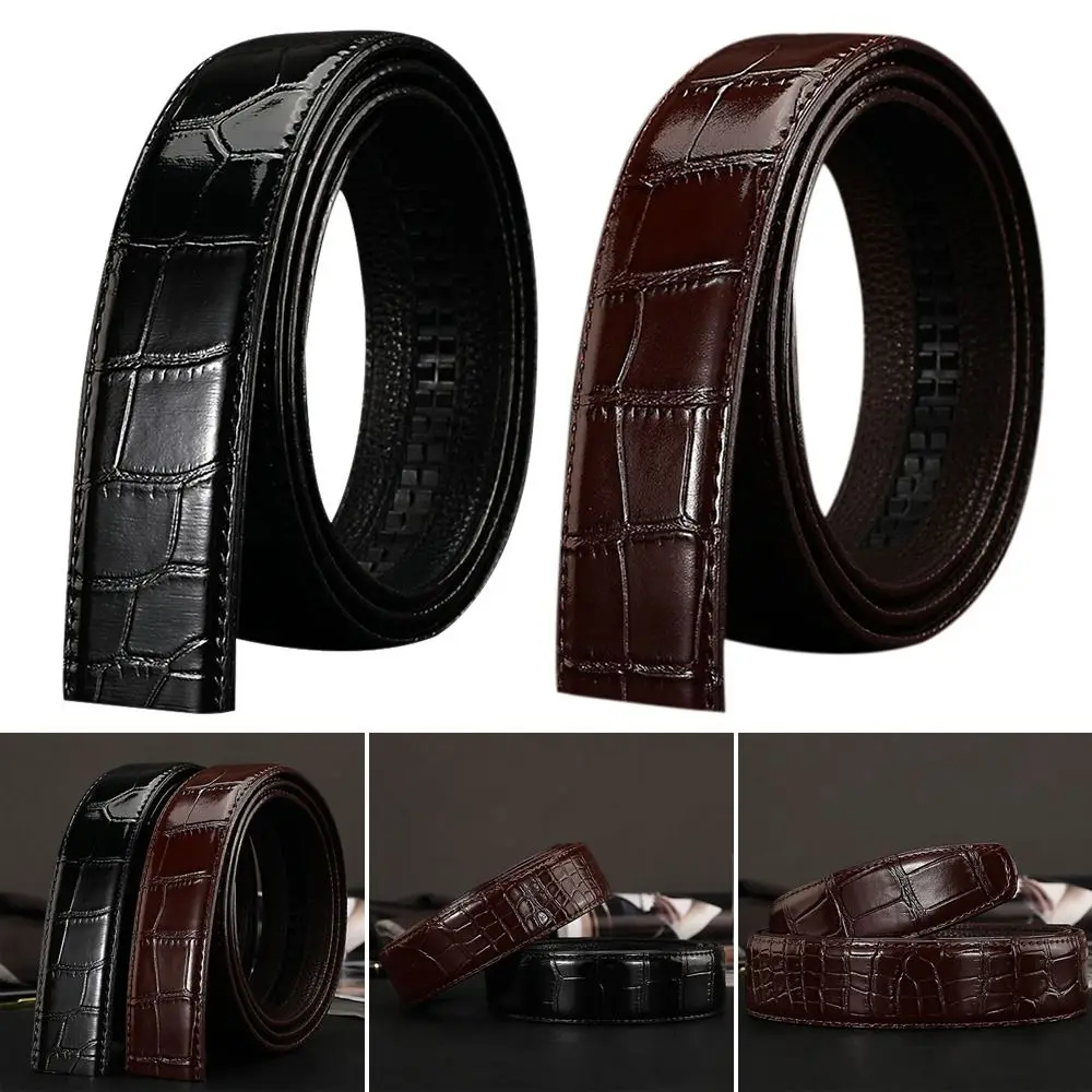 

Without Buckle Casual Non-porous Crocodile Pattern Girdle Classic Waistband Genuine Leather Belt 3.5cm Waistband