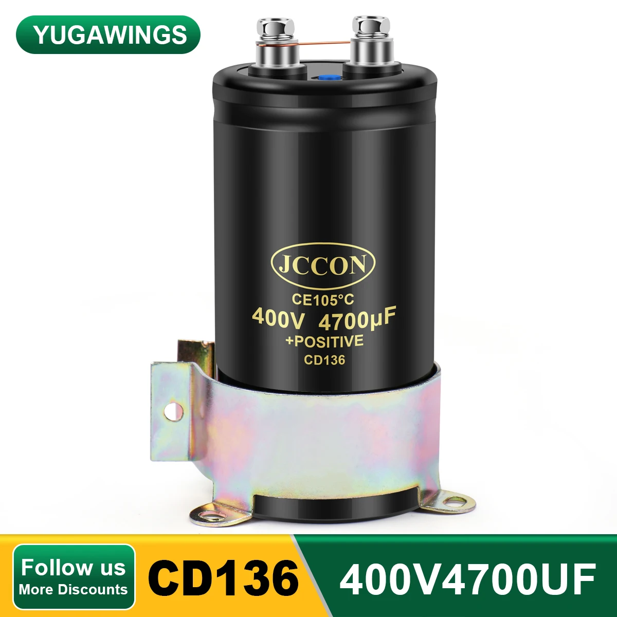 400V4700UF 76x105 MFD Aluminum Screw Audio Filtering Electrolytic Capacitor 105℃ JCCON CD136 Bolt Capacitors 4700UF
