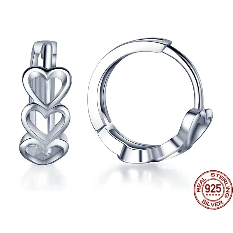 

Серьги-кольца из серебра 925 пробы в форме сердца