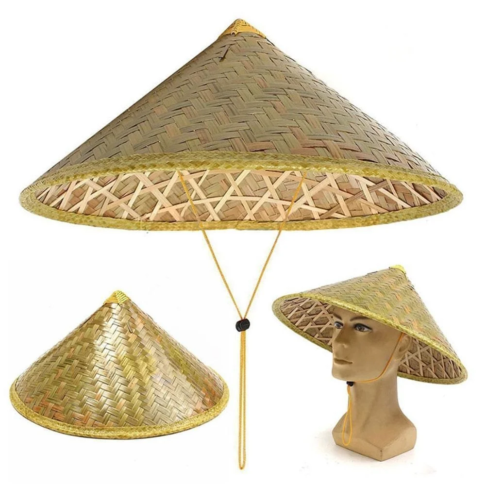 

Chinese Style Straw Bamboo Sun Hat Farmer Fishing Hat Sunshade and Rainproof Hand-Woven Adult Travel Straw Hat