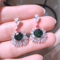gorgeous green cz dangle earrings for party romantic womens accessories wedding birthday gift high quality luxury jewelry bulk