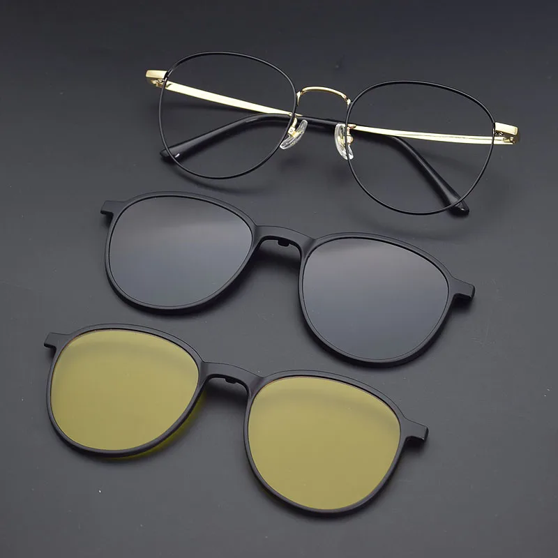 Женская круглая оправа для очков с зажимом золотых удобная эллипса