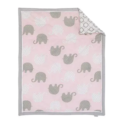 

Dreamer Pink Gray Elephant 8-Piece Crib Bedding Set, Girl