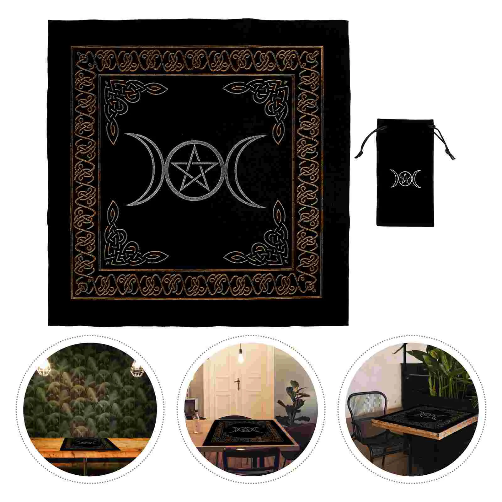 

Black Tablecloth Tarot Divination Velour Cloths Cards Accessory Washable 50X50X0.1CM Pouch