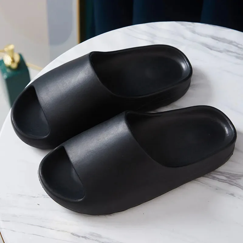 New Nice Universal Quick-drying Thickened Non-slip Sandals Thick Sole House Slippers Bathroom Footwear Summer Black Beach Slippe