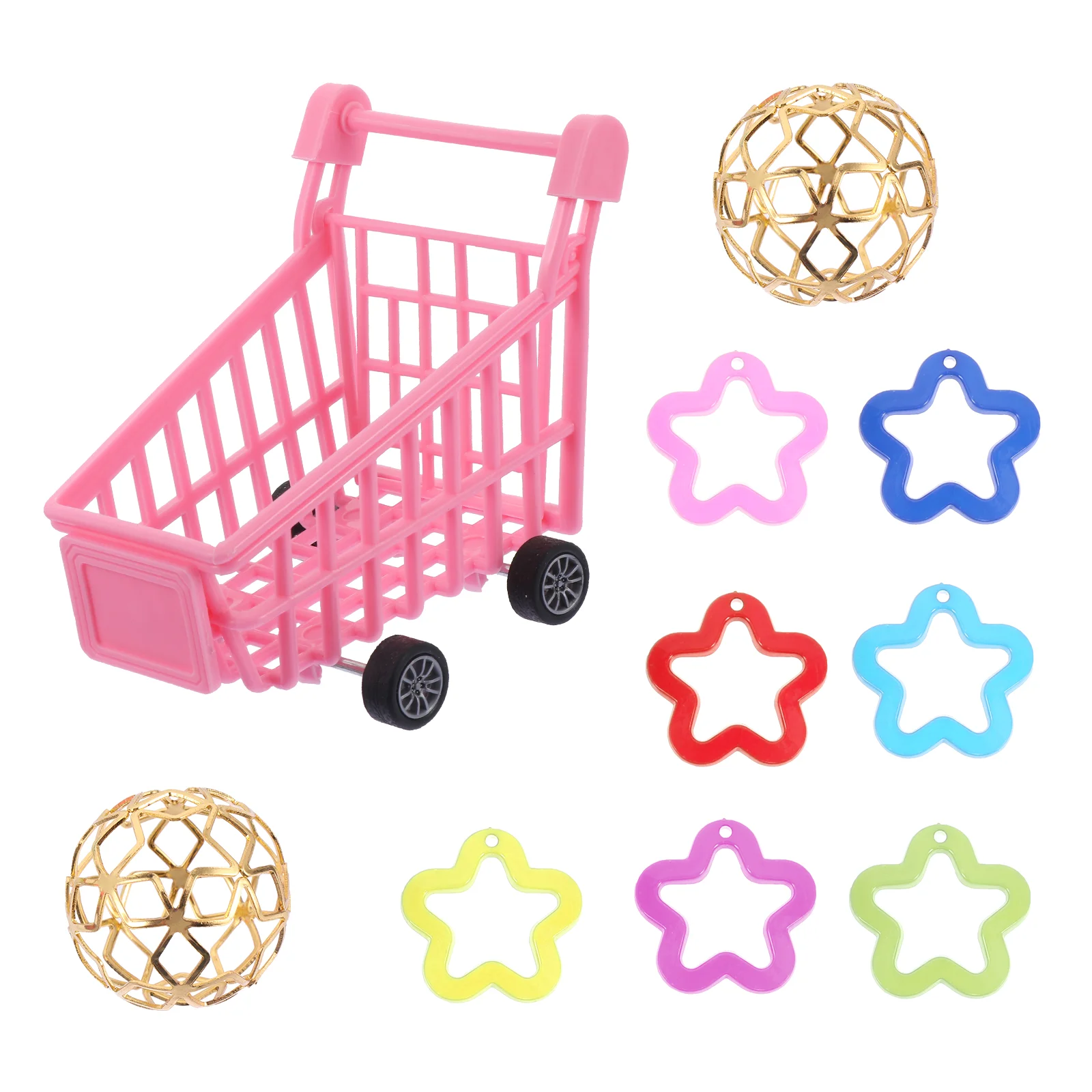 

10pcs Creative Parrot Plaything Trolley Cart Set Funny Bird Activity