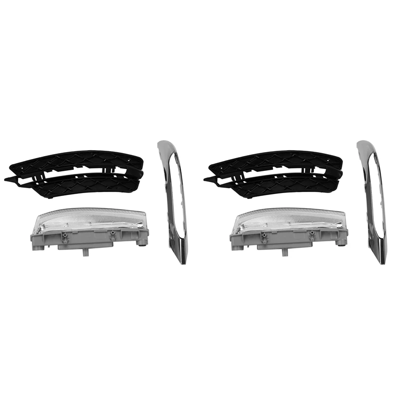 

2X DRL Front Bumper Grill Molding LED Fog Light Daytime Running Light Fog Lamp For Mercedes For Benz W204 2012-14 Left