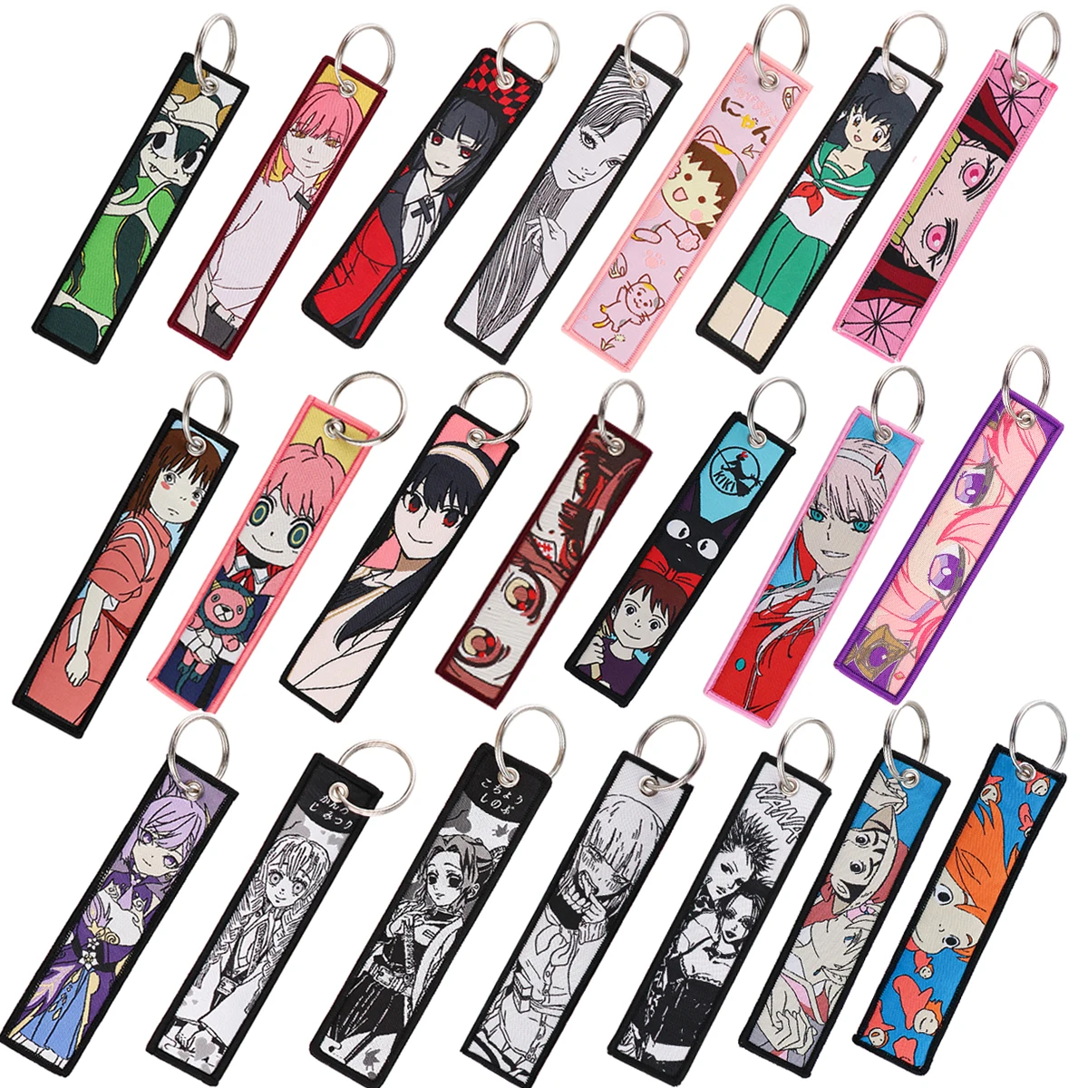 

Cute Embroidered Keys Tag Keychains for Women Keyring Japanese Anime Car Keys Fashion Jewelry Accessories Gifts for Fans