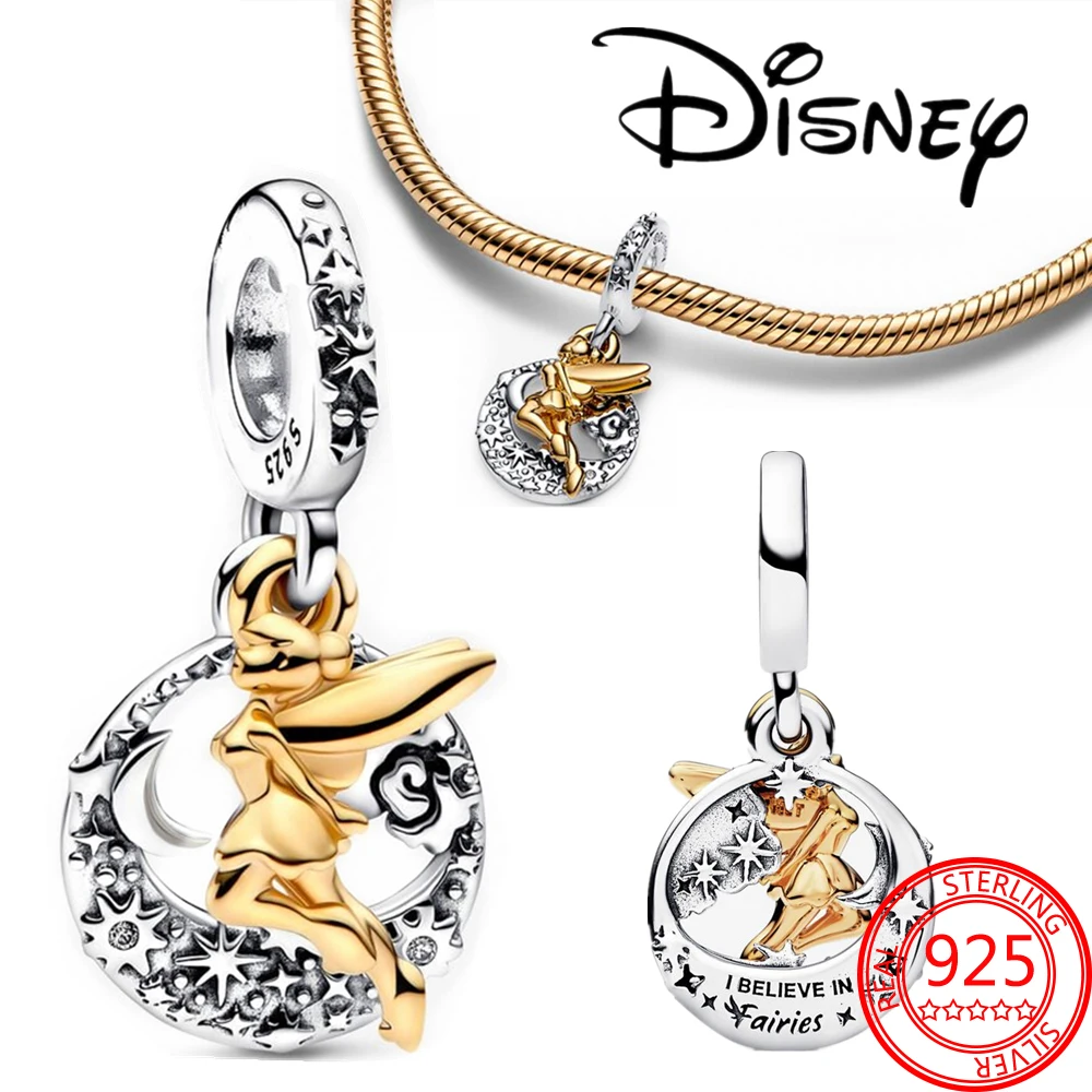 Real 925 Sterling Silver Disney Tinker Bell Celestial Night Dangle Charm fit Original Pandora Bracelet DIY Charms Jewelry