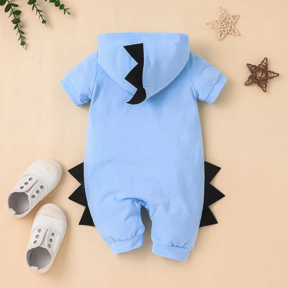 

ETOSELL Одежда для новорожденных детей с коротким рукавом наряды 0-12 месяцев младенцев мальчиков Ромпер милый 3D мультфильм Динозавр с капюшоно...