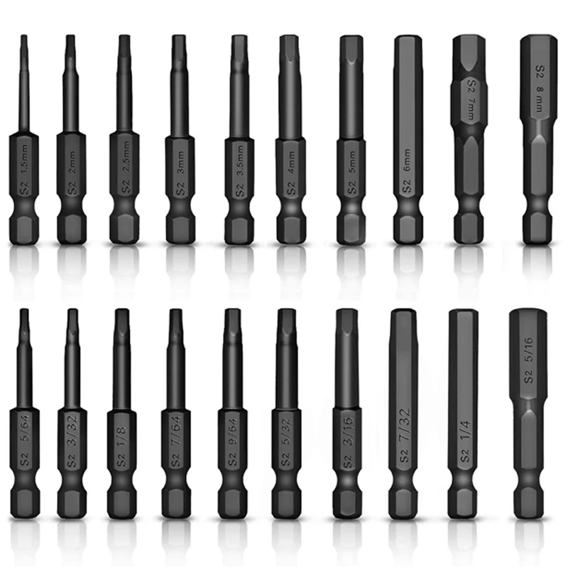 

10 Pcs Metric Hexagon Screwrdriver Bits Set 1/4 Shank Hex Head Magnetic Allen Wrench Professional Electrician Tools Hand Tools
