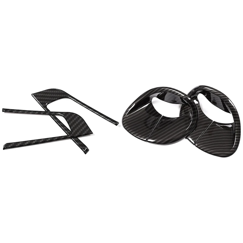 

4 Pcs For Alfa Romeo Giulia Stelvio 2016-2018 Car Accessories: 2 Pcs Front Belt Cover & 2 Pcs Steering Wheel Frame