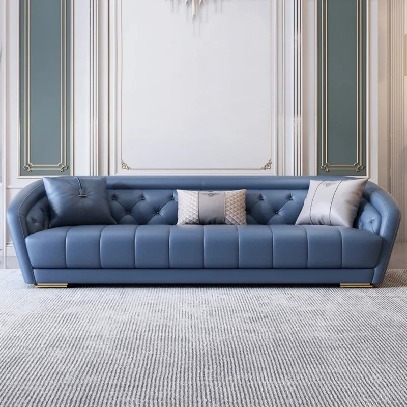 Постмодернистский светлый роскошный кожаный диван из воловьей кожи элитный