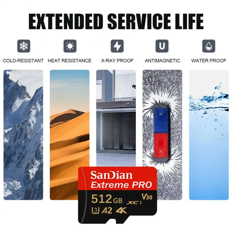 2 ТБ 1 SD-карта 512 ГБ 256 128 Высокоскоростная TF-карта U3 класса 10 Видеокарта 4K Ultra-HD Карты
