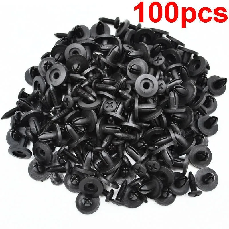 

100Pcs Car Body 6mm Hole Dia Plastic Rivets Fender Bumper Push Pin Clip Universal Bumper Fender Rivet Fastener Clips