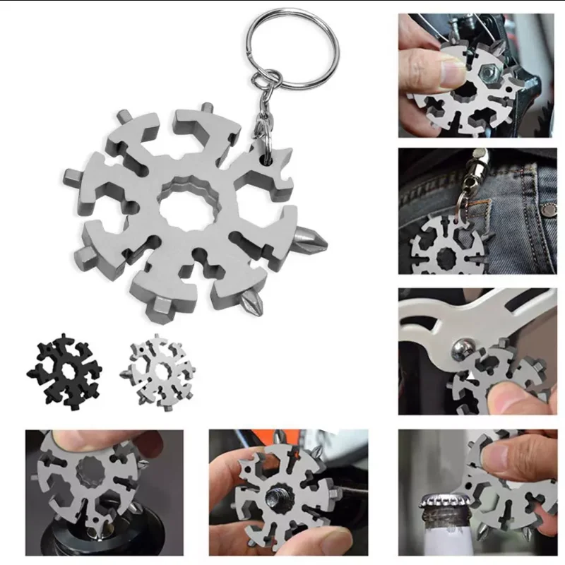 

Snowflake Multitool 16-in-1 Snow Multi-Tool Screwdriver Bike Tools Keychain Bag Tag M4 M5 M6 Hex Wrench Key Bottle Opener